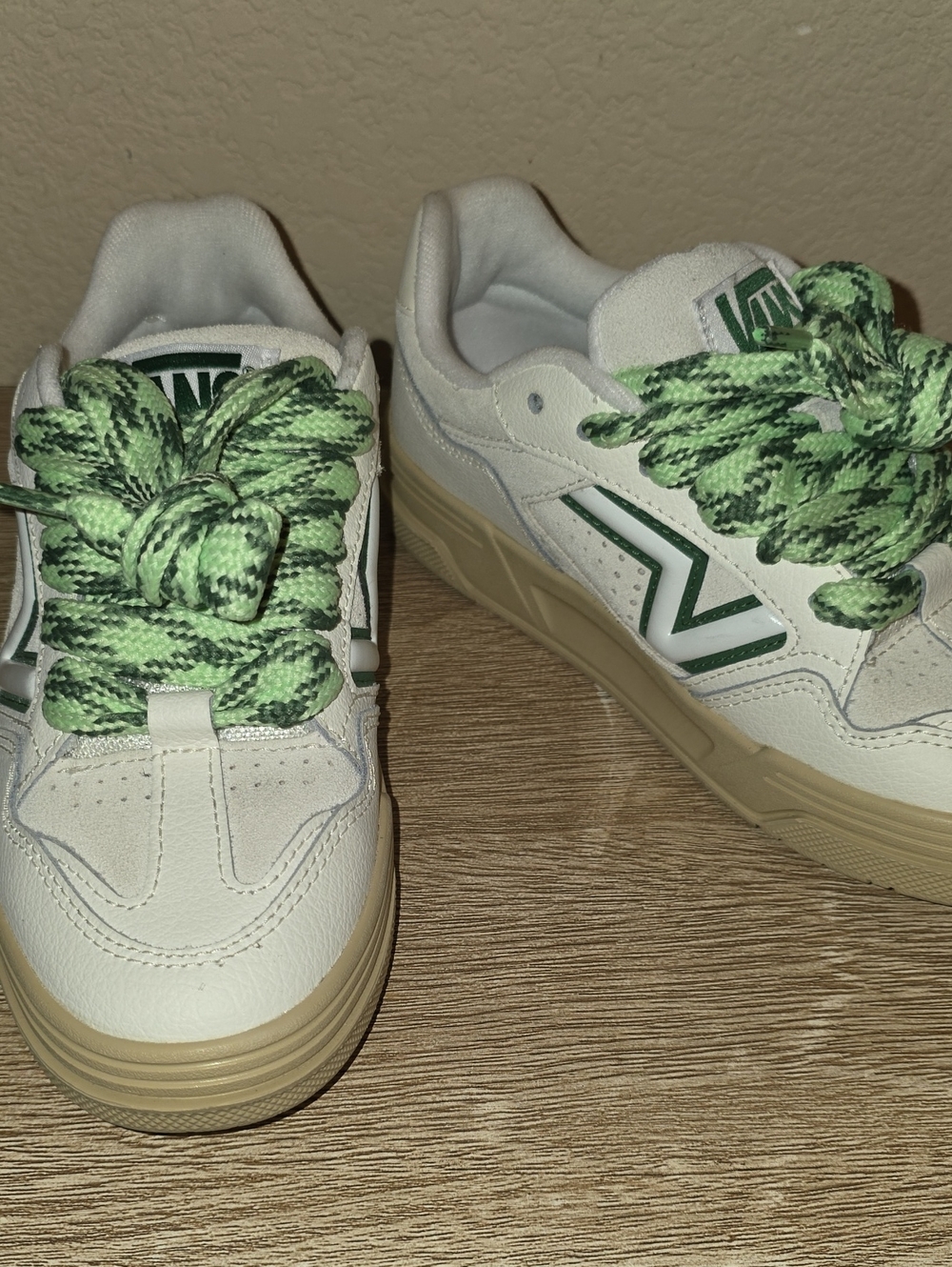 New Balance Kids White Sneakers with Green Accents